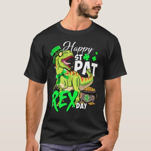 Happy T Rex Saint Patricks Day Dinosaur Boys Kids T_Shirt