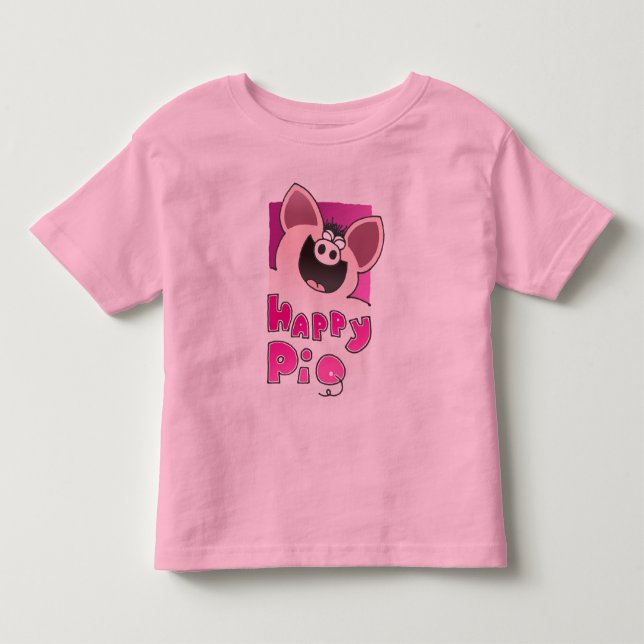 Happy T Shirt | Happy Cartoon Piggy T Shirt (Front)