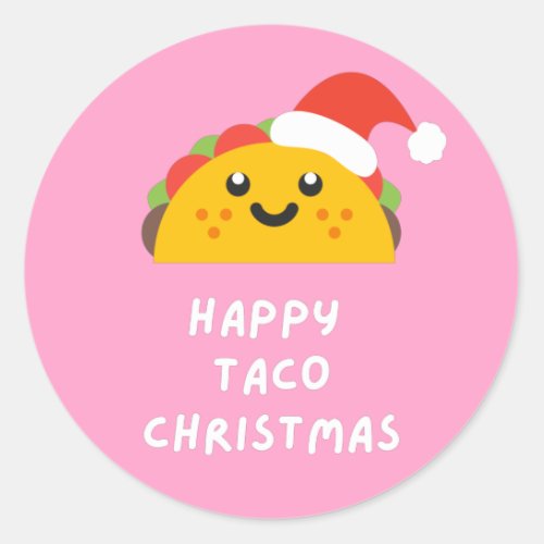 HAPPY TACO CHRISTMAS CLASSIC ROUND STICKER