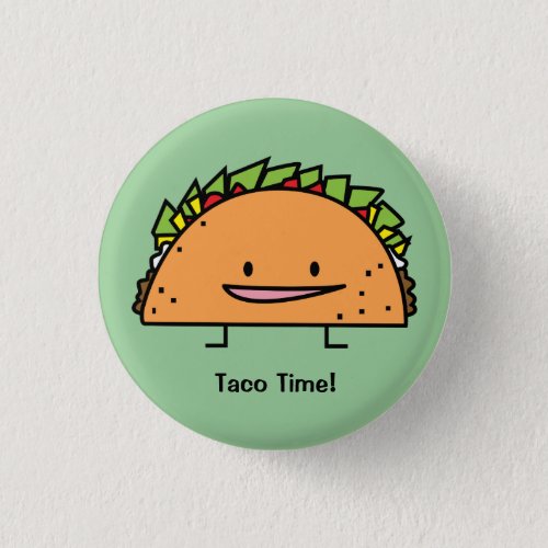 Happy Taco corn shell beef meat salsa Mexican food Button
