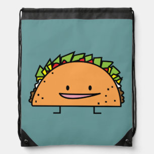 Happy Taco corn shell beef meat salsa Mexican food Drawstring Bag
