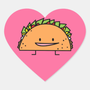 Happy Taco corn shell beef meat salsa Mexican food Heart Sticker
