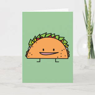 Happy Taco corn shell beef meat salsa Mexican food Letterpress Thank You Card