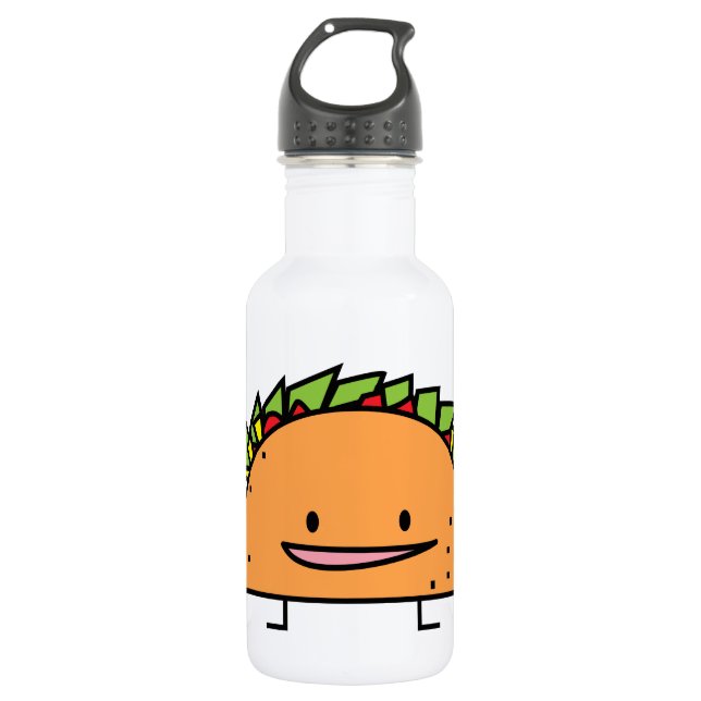 Happy Taco corn shell beef meat salsa Mexican food Water Bottle (Front)