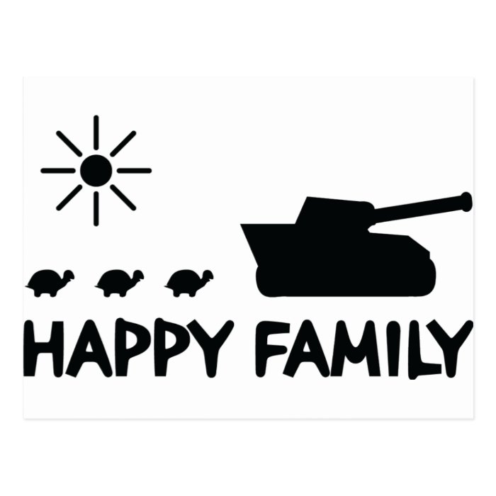 happy tank turtle family icon post card