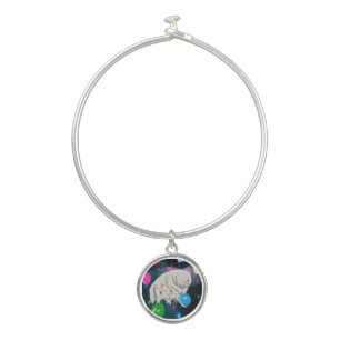 Happy Tardigrade floating through Space & balloons Bangle Bracelet