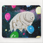 Happy Tardigrade floating through Space & balloons Mouse Pad<br><div class="desc">I am totally fascinated by Tardigrades or Water Bears. There is a theory that they can survive in space, hence my design of a Happy looking Tardigrade floating through Space with balloons on this colourful mouse pad. A great accessory to brighten up the office or bring a smile to your...</div>