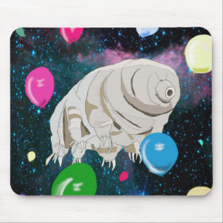 Happy Tardigrade floating through Space & balloons Mouse Pad