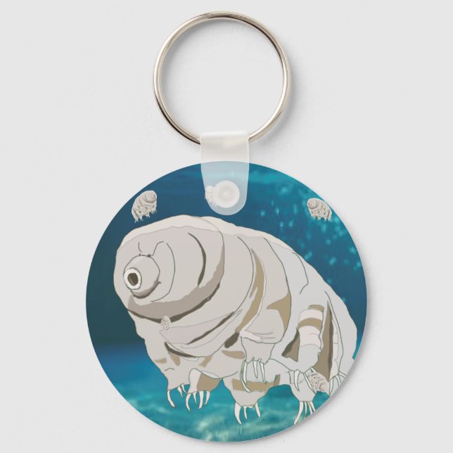 Happy Tardigrade floating under water Keychain (Front)