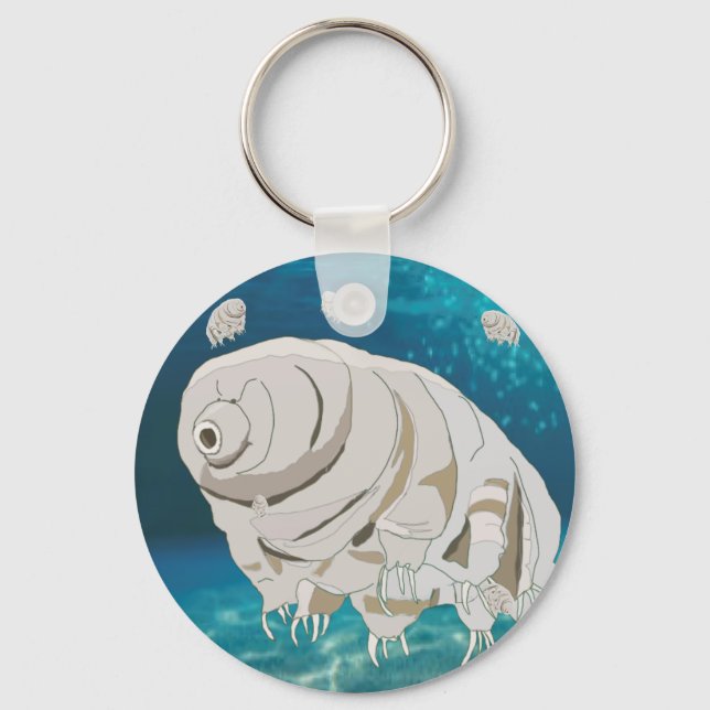 Happy Tardigrade floating under water Keychain (Front)
