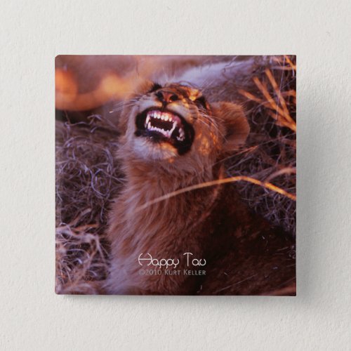 Happy Tau Smiling Lion Cub Pinback Button