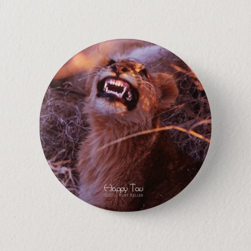 Happy Tau Smiling Lion Cub Pinback Button