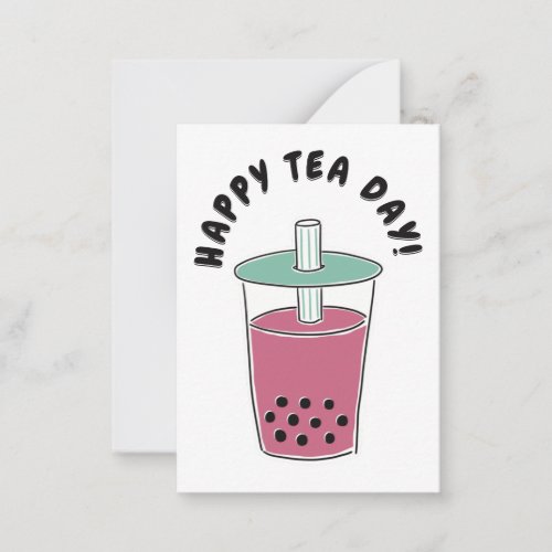 Happy Tea Day Cute Bubble Tea Boba Tea Art Note Card