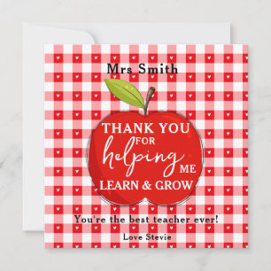 Happy Teacher Appreciation Card Red Apple Pink