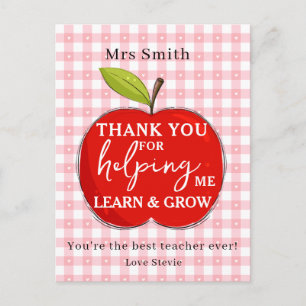 Happy Teacher Appreciation Card   Red Apple Pink 