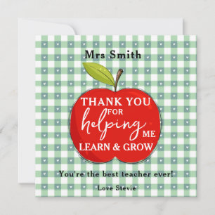 Happy Teacher Appreciation Card Red Apple Pink