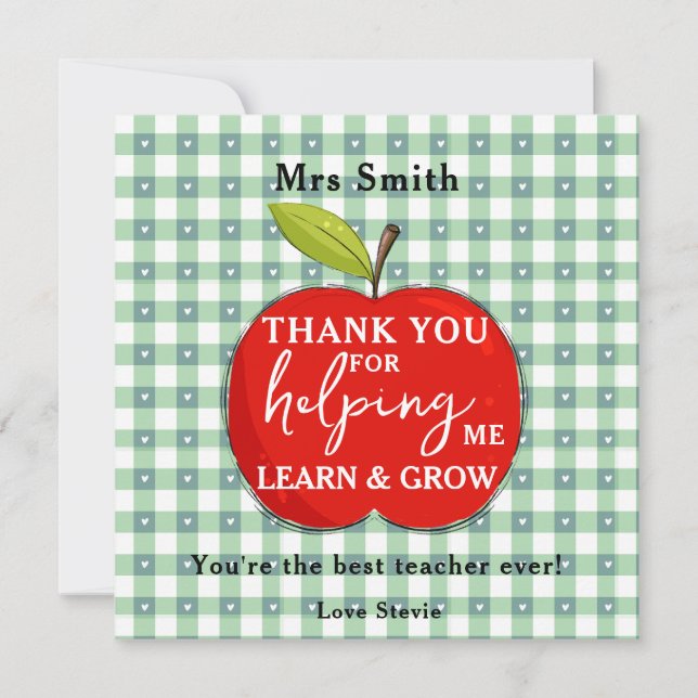 Happy Teacher Appreciation Card | Red Apple Pink  (Front)