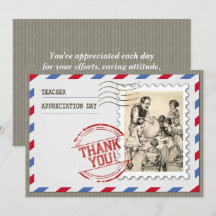Happy Teacher Appreciation Day Vintage Art Card