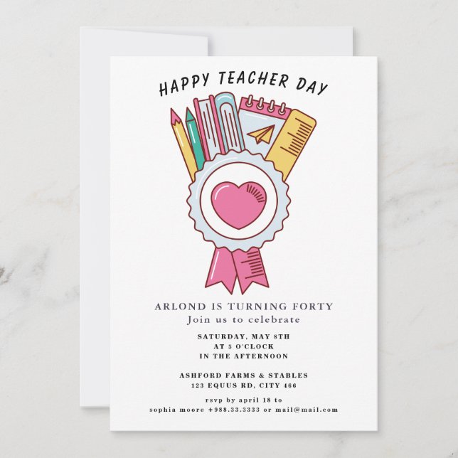 happy teacher day  Birthday Invitation (Front)