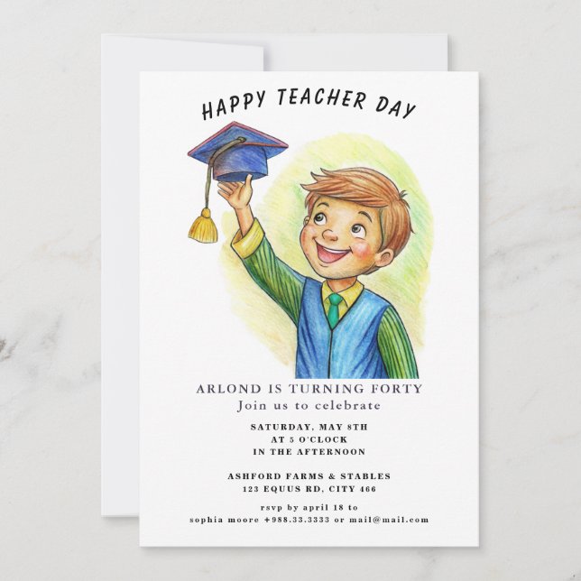 happy teacher day  Birthday Invitation (Front)