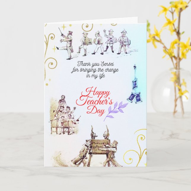 Happy Teachers Day (Alice blue) Card (Yellow Flower)
