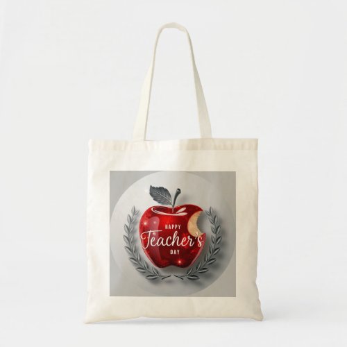 Happy Teachers Day Classy Red Apple Tote Bag