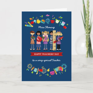 Happy Teachers' Day. Custom Name Letterpress Thank You Card