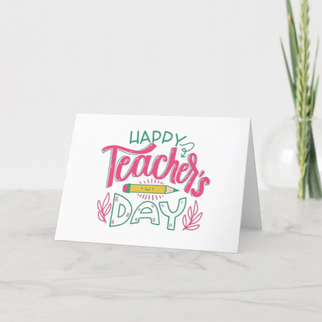 Happy Teachers Day Folded Thank You Card | Zazzle