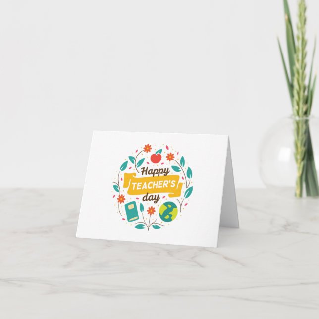 Happy Teachers Day Letterpress Thank You Card (Front)