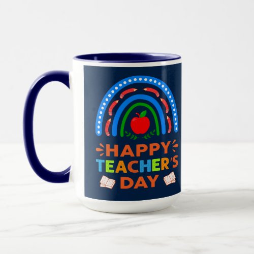 Happy Teachers Day Rainbow  Apple Coffee Mug