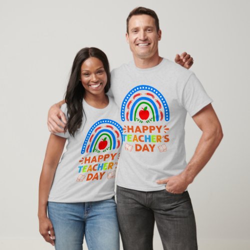 Happy Teachers Day Rainbow  Apple Unisex Light T_Shirt