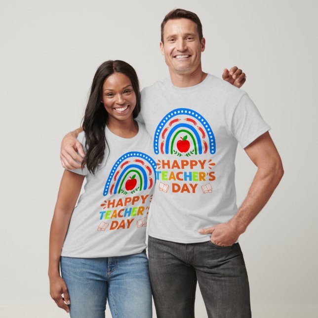 Happy Teachers Day Rainbow & Apple Unisex Light T-Shirt (Unisex)
