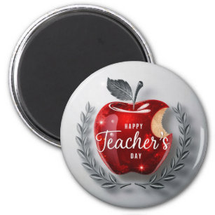 Happy Teachers Day Red Apple Magnet