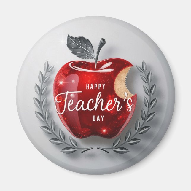 Happy Teachers Day Red Apple Magnet (Front)