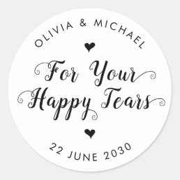 Happy Tears Simple Modern Wedding Tissue Label