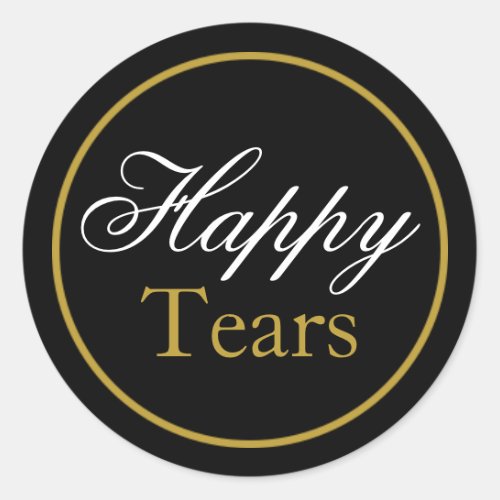 Happy Tears Wedding Sticker _ Black Gold