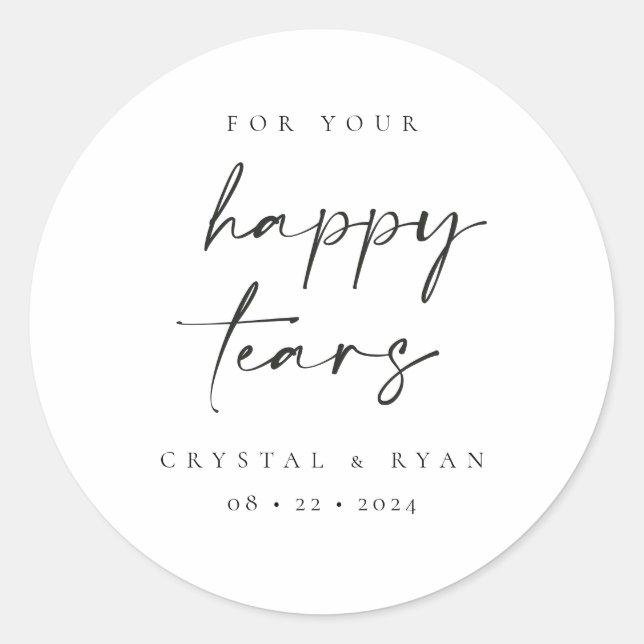 Happy Tears Wedding Tissues Favor Stickers  (Front)