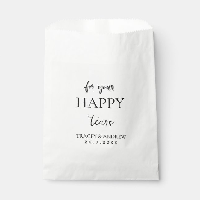 Happy Tears Wedding Tissues Packets – Thoughtful Favor Bag (Front)