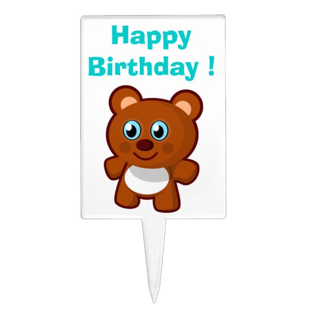 HAPPY TEDDY BEAR CAKE TOPPER (Front)