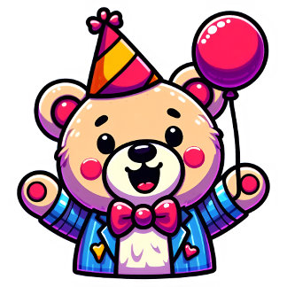 Happy Teddy Bear with Party Attire in a Doodle Hoodie