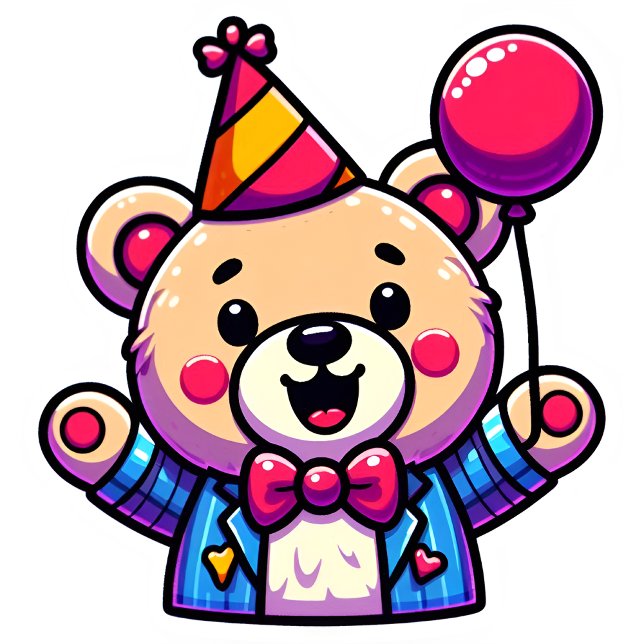 Happy Teddy Bear with Party Attire in a Doodle Hoodie (Creator Uploaded)