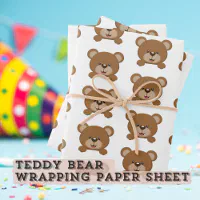 Trendy Cute Teddy Bear Boy Baby Shower Wrapping Paper, Zazzle