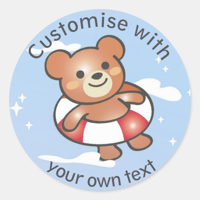 Happy Teddy Summer Holiday Pool Float Custom Classic Round Sticker (Front)