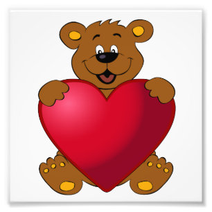 Happy teddybear with heart cartoon girls photo print