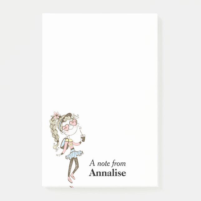 Happy Teen Girl Personalized Post-it Notes (Front)