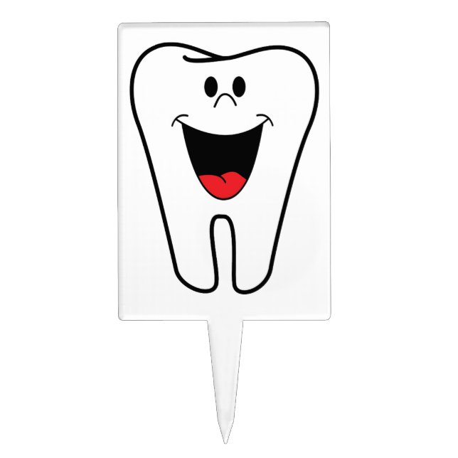 Happy teeth customizable for your Dental practice Cake Topper (Front)