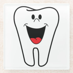Happy teeth customizable for your Dental practice Glass Coaster