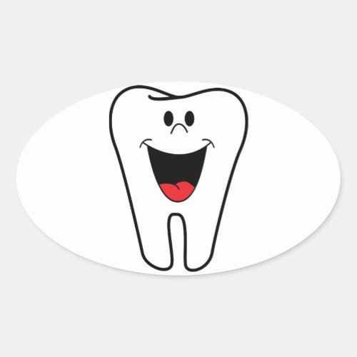 Happy teeth customizable for your Dental practice Oval Sticker