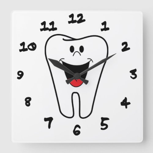 Happy teeth customizable for your Dental practice Square Wall Clock