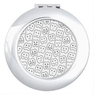Happy Teeth Pattern Compact Mirror